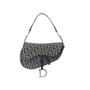 Christian Dior Denim Trotter Saddle Bag Black Galliano